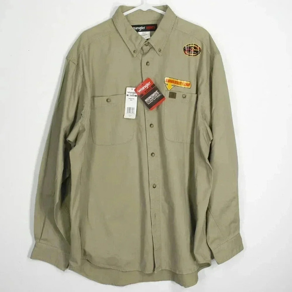 Wrangler Men's Riggs Workwear Twill Button Down Work Shirt Khaki - Picture 4 of 4